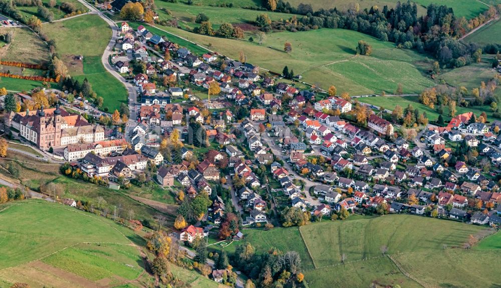 Sankt Peter from the bird's eye view: Complex of buildings of the monastery in Sankt Peter in the state Baden-Wuerttemberg, Germany