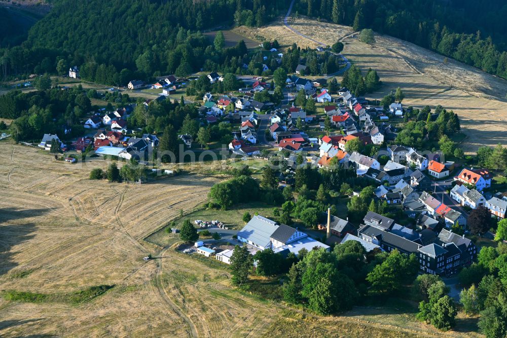 Gehlberg from above - Town View of the streets and houses of the residential areas in Gehlberg at Thüringer Wald in the state Thuringia, Germany