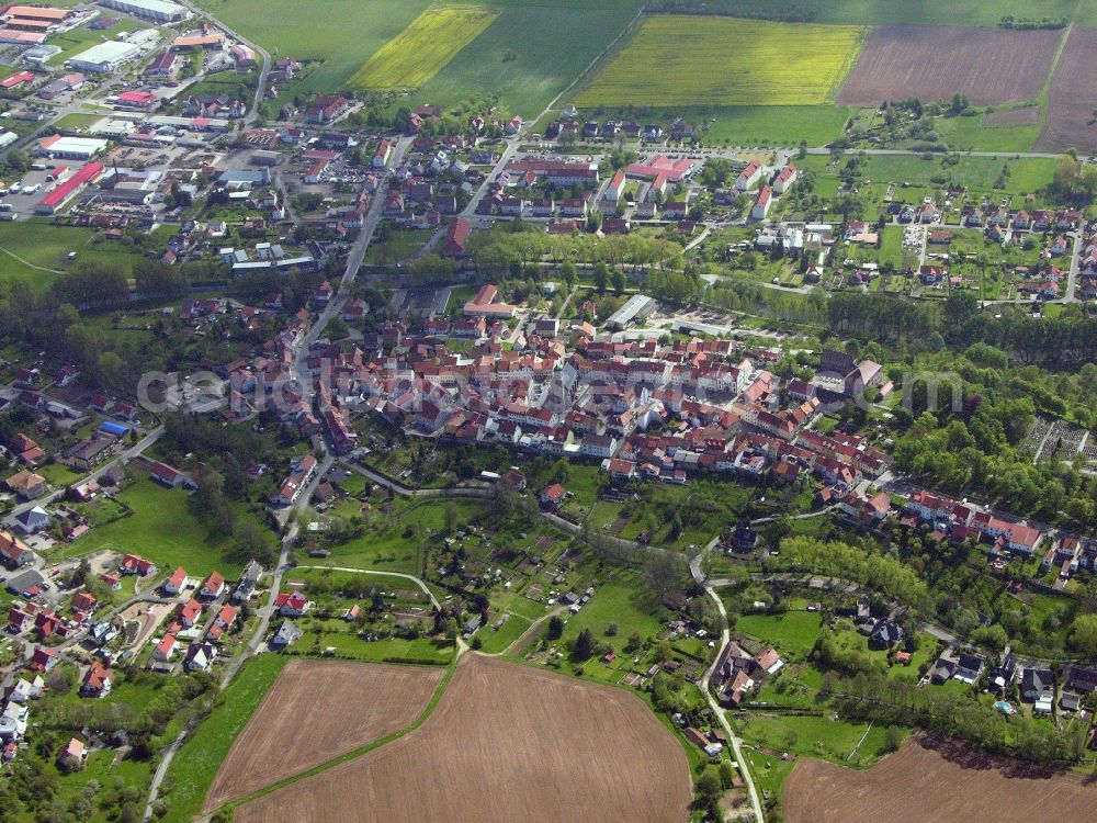 Geisa from the bird's eye view: Town View of the streets and houses of the residential areas in Geisa in the state Thuringia, Germany