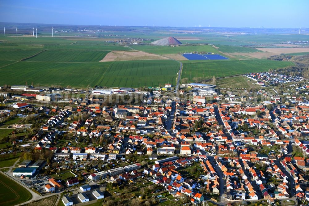 Allstedt from above - Town View of the streets and houses of the residential areas in Allstedt in the state Saxony-Anhalt, Germany