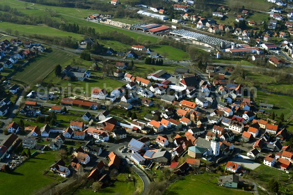 Ebersburg from above - Town View of the streets and houses of the residential areas in Ebersburg in the state Hesse, Germany