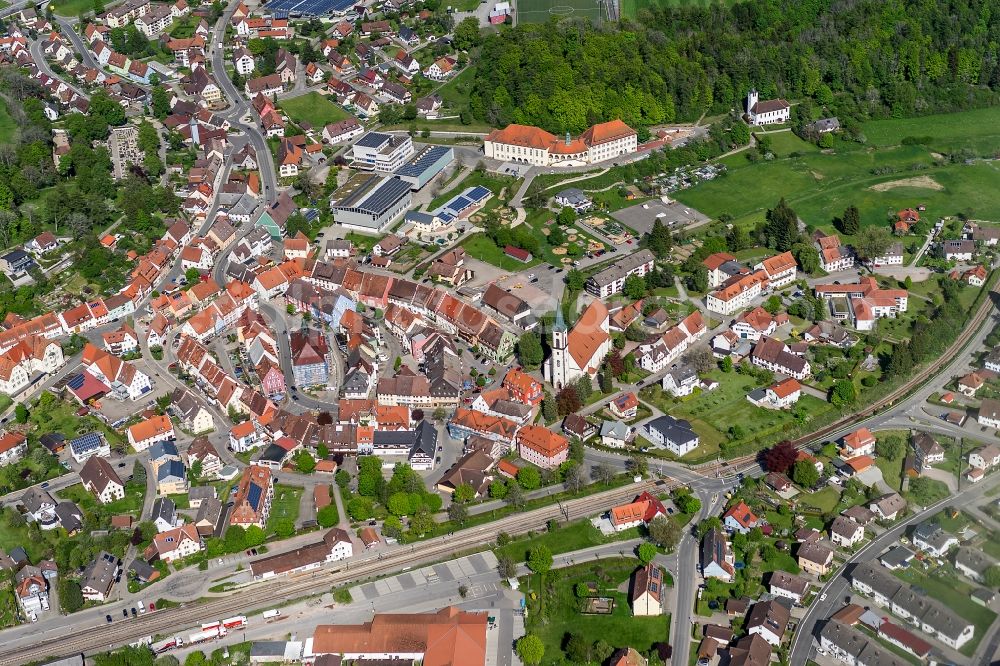 Aerial photograph Löffingen - Town View of the streets and houses of the residential areas in Loeffingen in the state Baden-Wuerttemberg, Germany