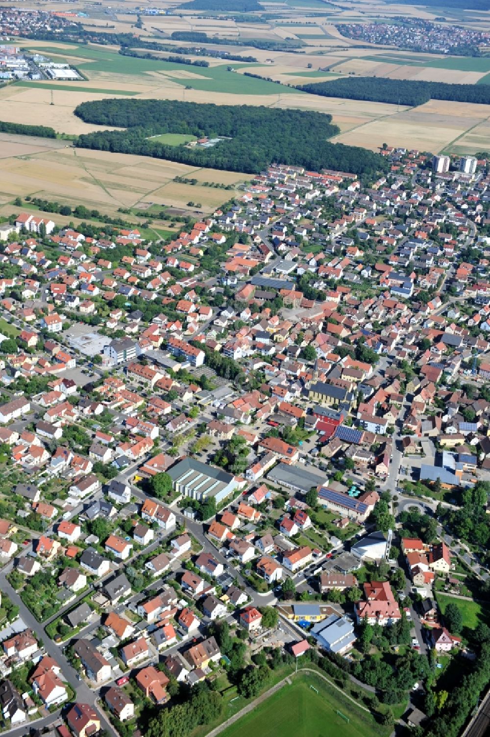 Aerial image Rottendorf - Town view of Rottenburg in Bavaria