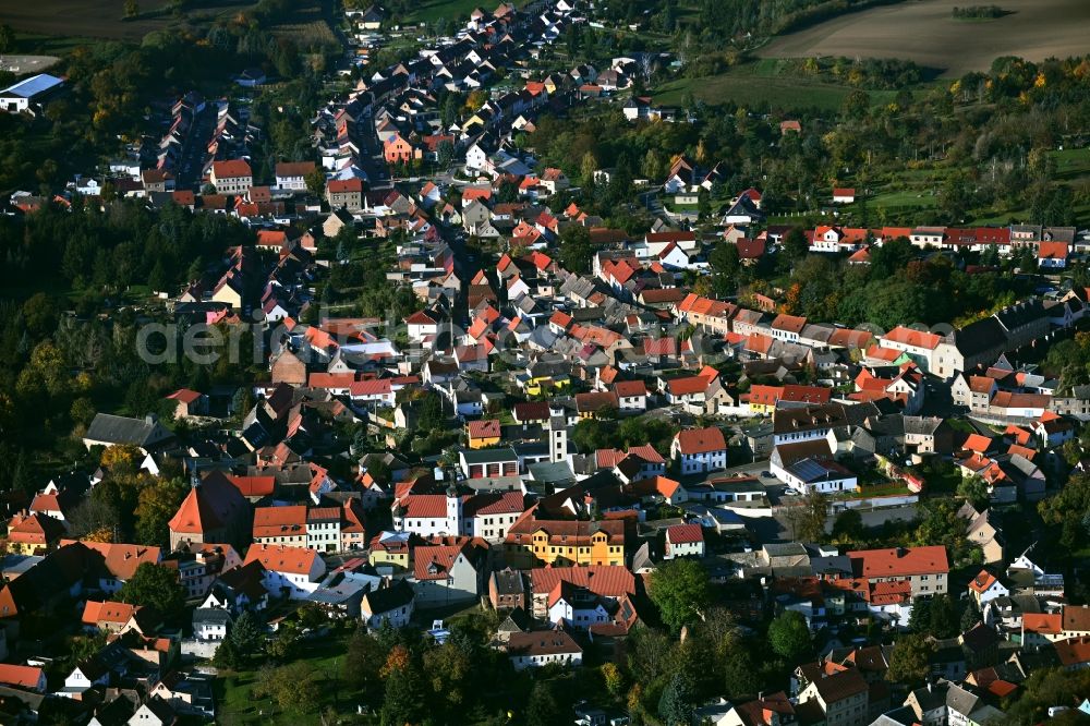 Gerbstedt from above - Town View of the streets and houses of the residential areas in Gerbstedt in the state Saxony-Anhalt, Germany