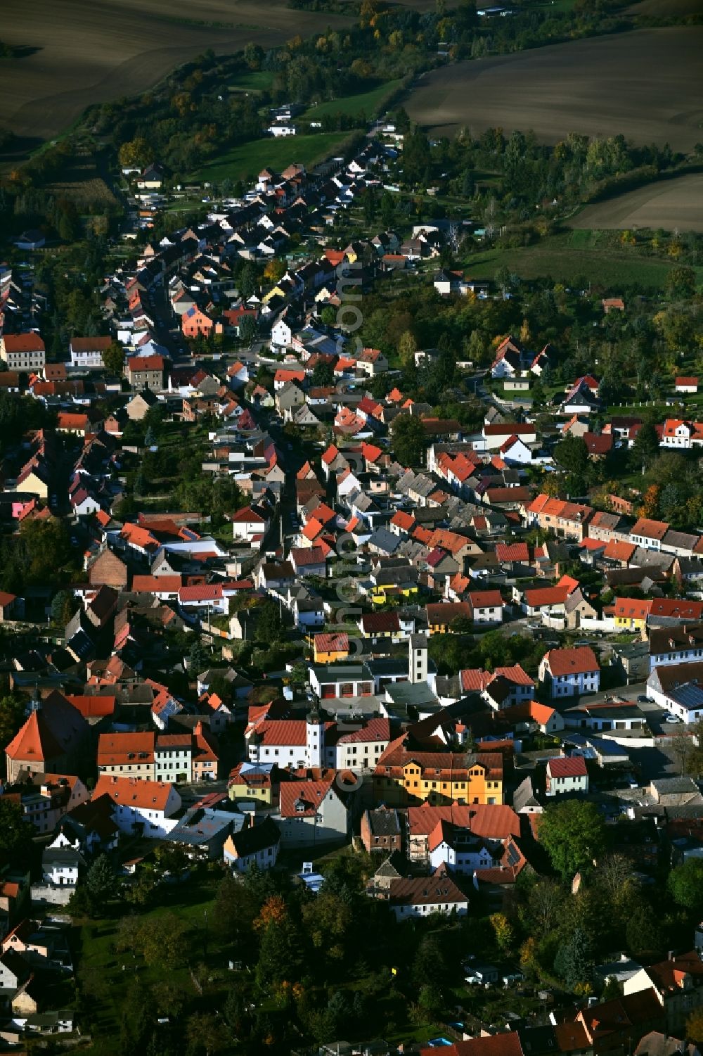 Gerbstedt from the bird's eye view: Town View of the streets and houses of the residential areas in Gerbstedt in the state Saxony-Anhalt, Germany