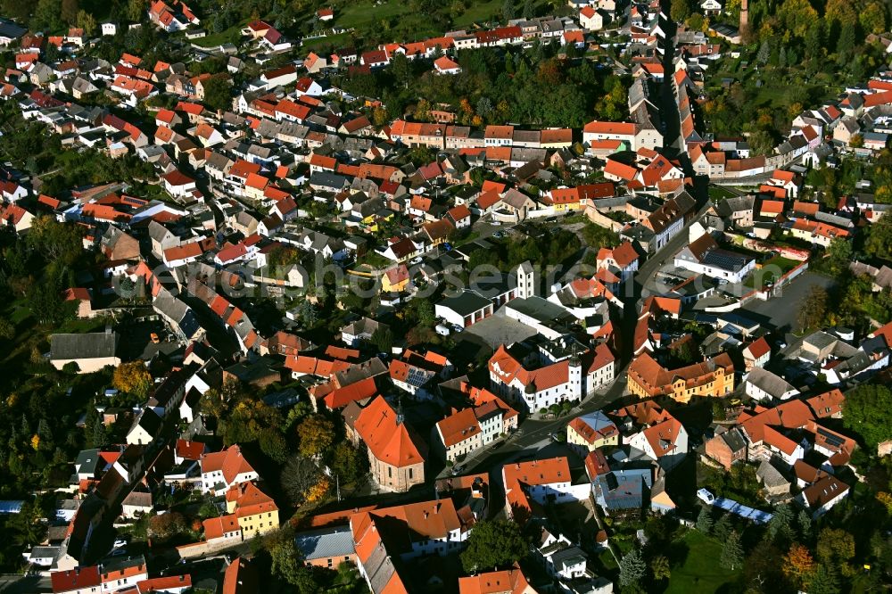 Gerbstedt from above - Town View of the streets and houses of the residential areas in Gerbstedt in the state Saxony-Anhalt, Germany