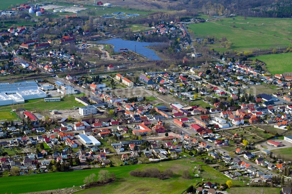 Gerwisch from above - Town View of the streets and houses of the residential areas in Gerwisch in the state Saxony-Anhalt, Germany