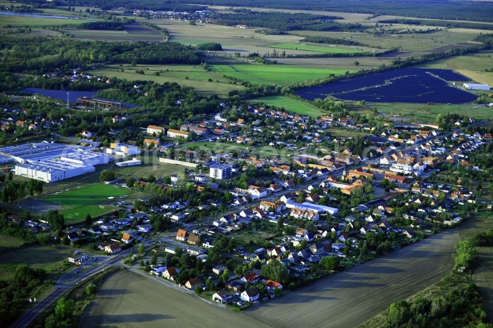 Gerwisch from above - Town View of the streets and houses of the residential areas in Gerwisch in the state Saxony-Anhalt, Germany