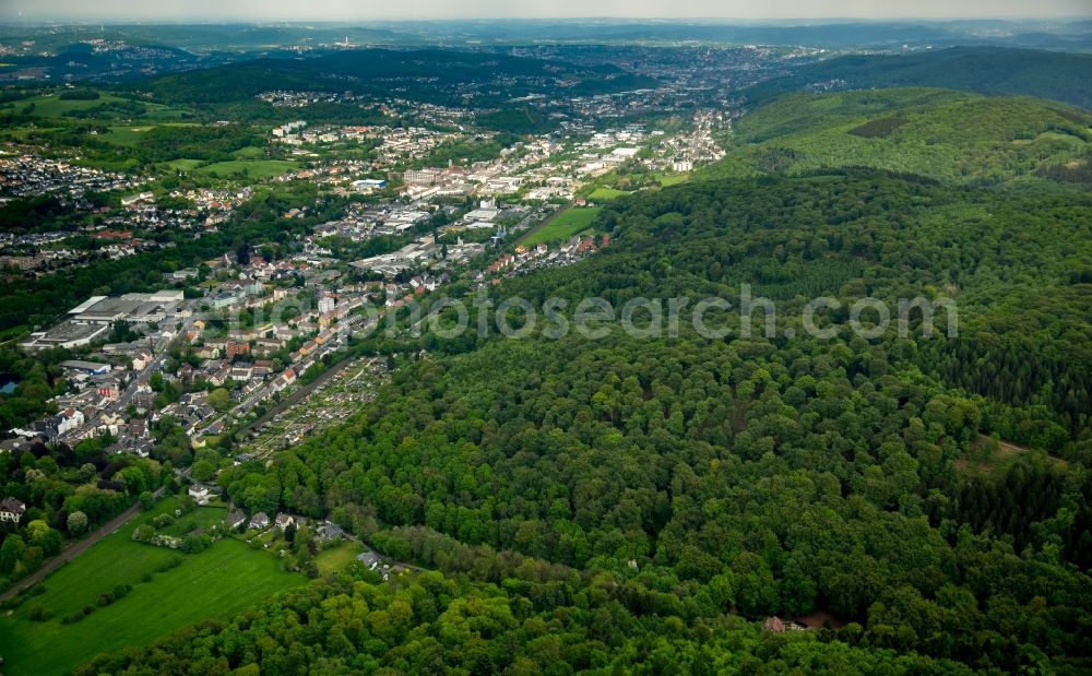 Gevelsberg from above - Town View of the streets and houses of the residential areas and industrial areas with adjacent forrest in Gevelsberg in the state North Rhine-Westphalia