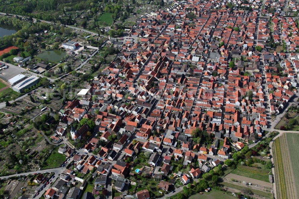 Aerial image Gimbsheim - Townscape of Gimbsheim in Rhineland-Palatinate