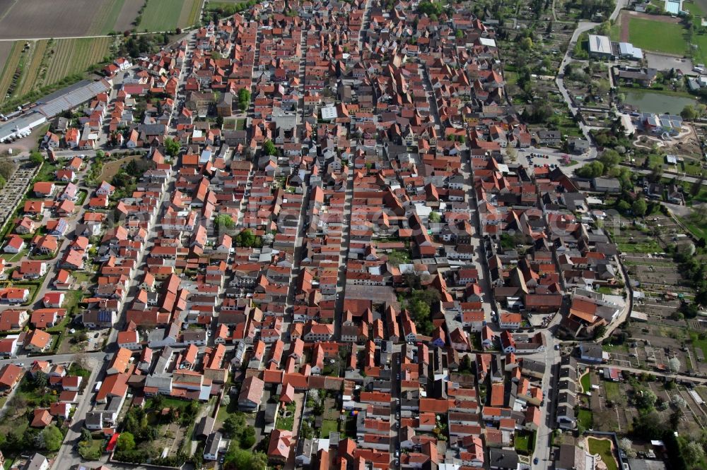 Gimbsheim from the bird's eye view: Townscape of Gimbsheim in Rhineland-Palatinate