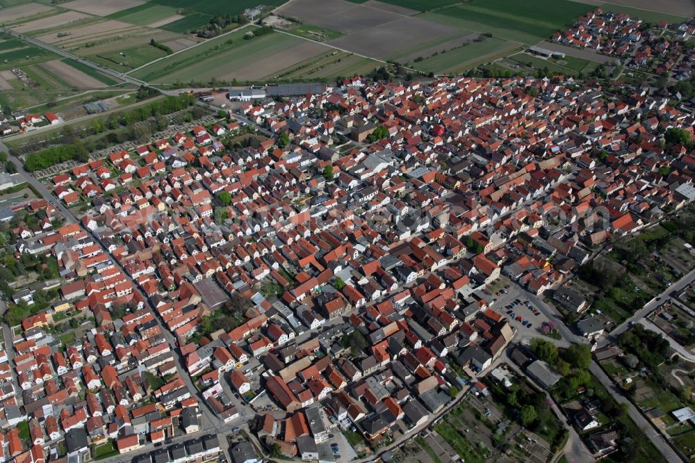 Aerial image Gimbsheim - Townscape of Gimbsheim in Rhineland-Palatinate