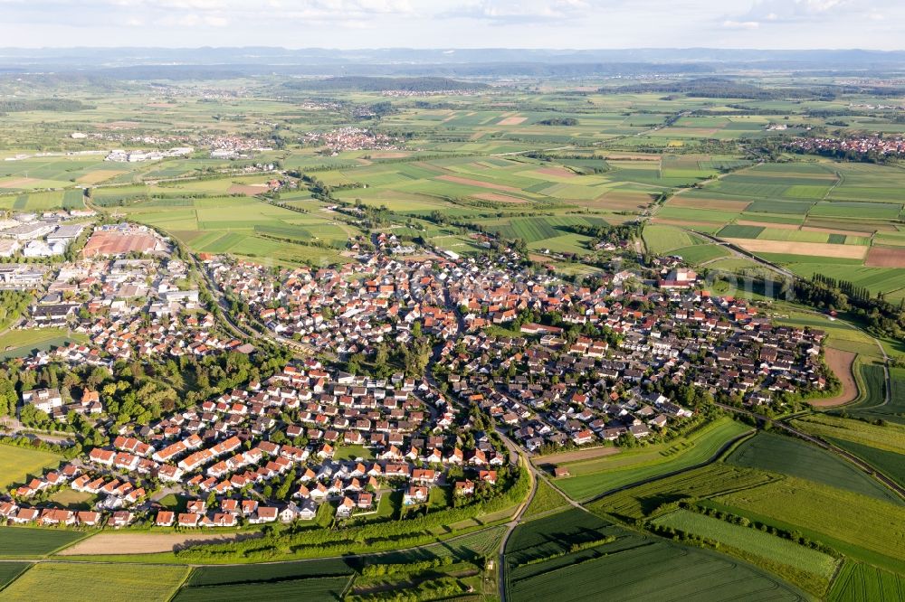 Aerial image Gültstein - Town View of the streets and houses of the residential areas in Gueltstein in the state Baden-Wurttemberg, Germany