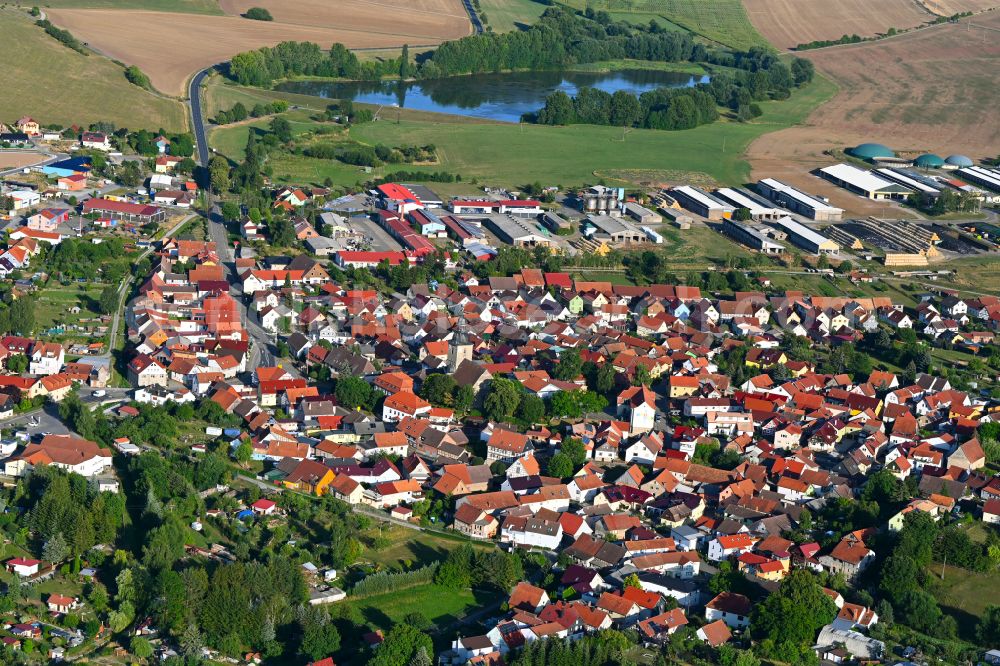 Aerial image Grabfeld - Town View of the streets and houses of the residential areas in Grabfeld in the state Thuringia, Germany