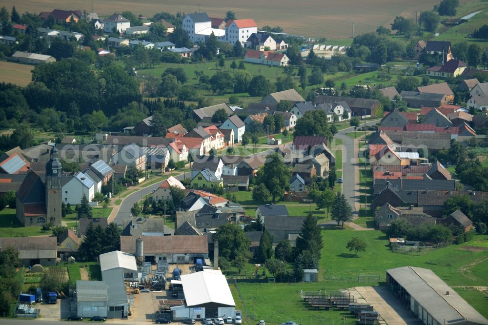 Grabo from above - View of Grabo in the state of Saxony-Anhalt. The agricultural village consists of residential buildings and farms and is surrounded by fields