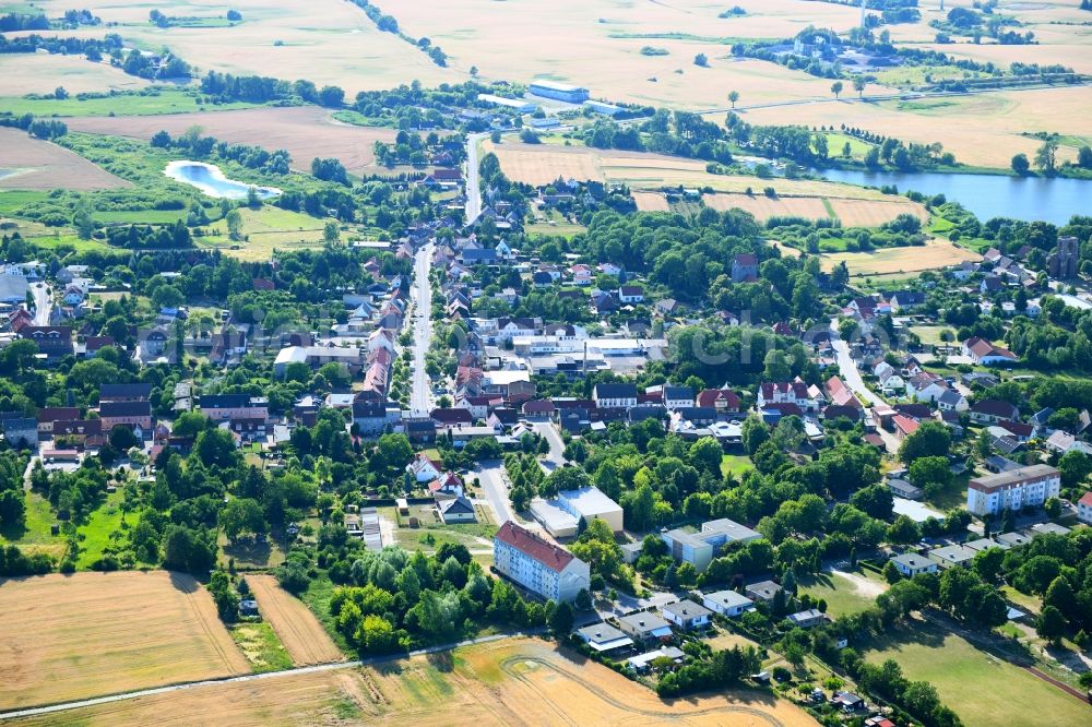 Aerial image Gramzow - Town View of the streets and houses of the residential areas in Gramzow in the state Brandenburg, Germany