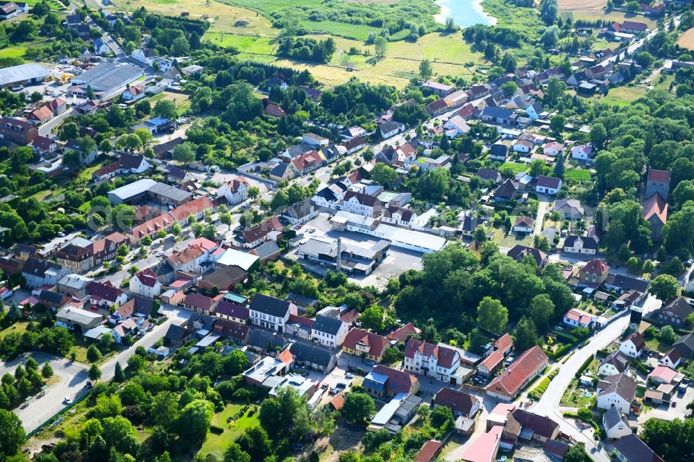 Gramzow from the bird's eye view: Town View of the streets and houses of the residential areas in Gramzow in the state Brandenburg, Germany