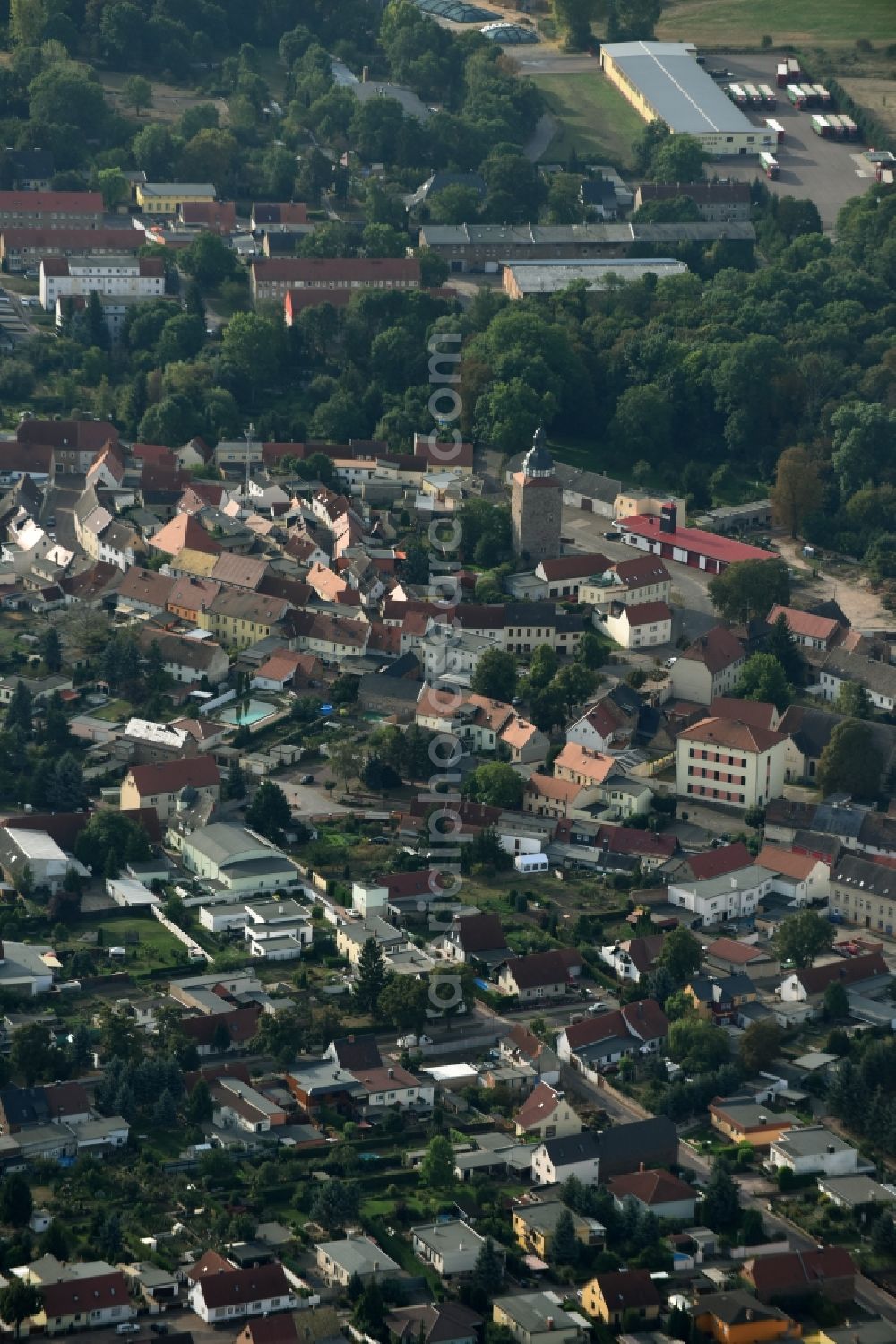 Aerial photograph Gröbzig - Town View of the streets and houses of the residential areas in Groebzig in the state Saxony-Anhalt