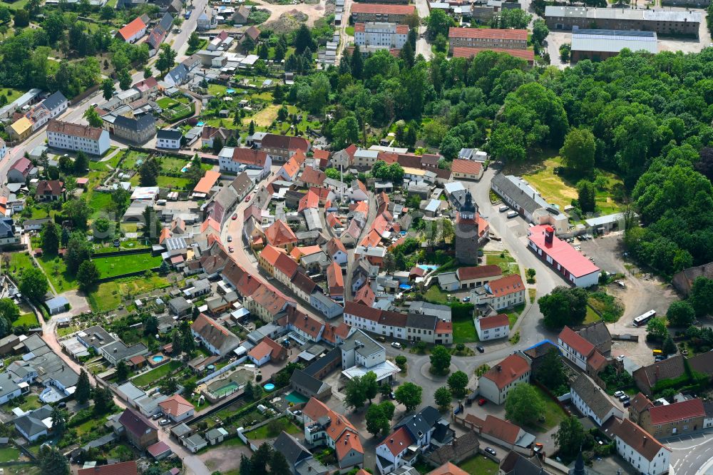 Gröbzig from above - Town View of the streets and houses of the residential areas in Gröbzig in the state Saxony-Anhalt, Germany