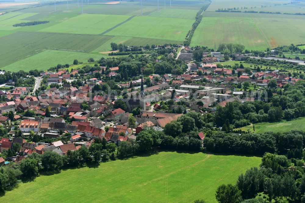 Gröningen from above - Town View of the streets and houses of the residential areas in Groeningen in the state Saxony-Anhalt