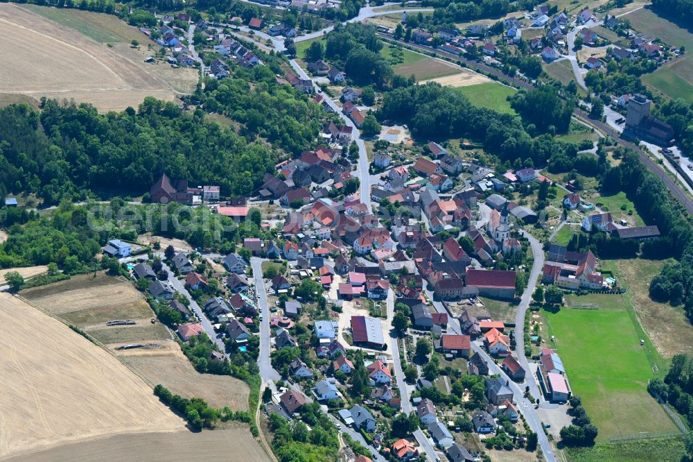 Aerial photograph Grünsfeld - Town View of the streets and houses of the residential areas in Grünsfeld in the state Baden-Wuerttemberg, Germany