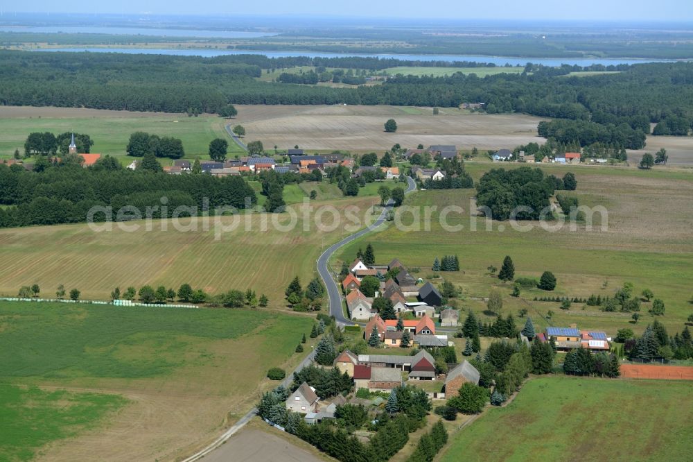 Aerial image Groß-Mehßow - View of the village of Gross-Mehssow in the state of Brandenburg. The residential village is located in the forest area of the nature park of Niederlausitzer Landruecken