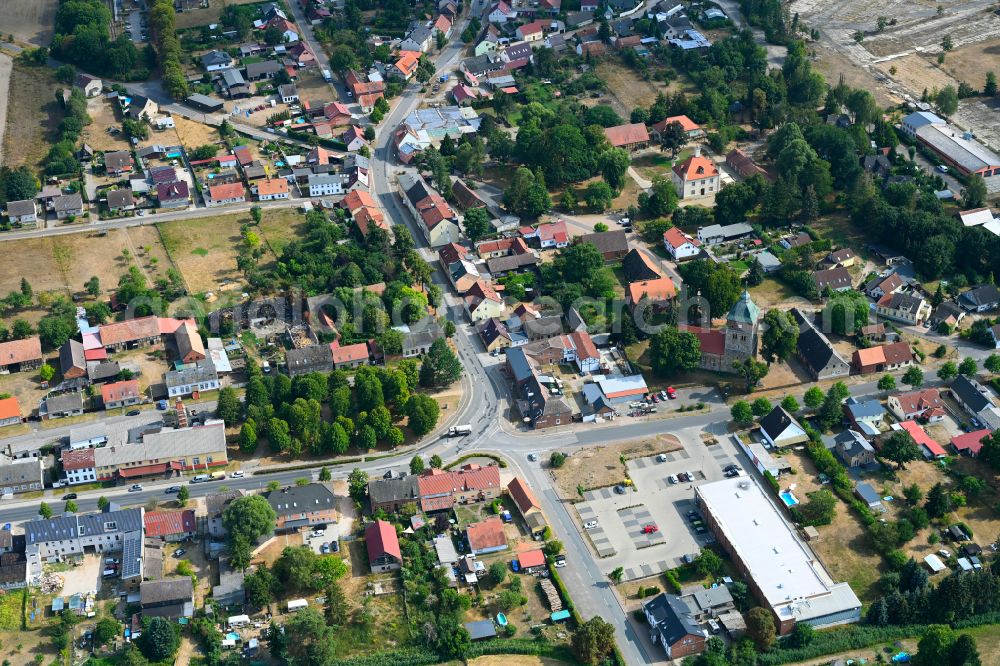 Groß Schönebeck from above - Town View of the streets and houses of the residential areas on street Schlossstrasse in Gross Schoenebeck at Schorfheide in the state Brandenburg, Germany