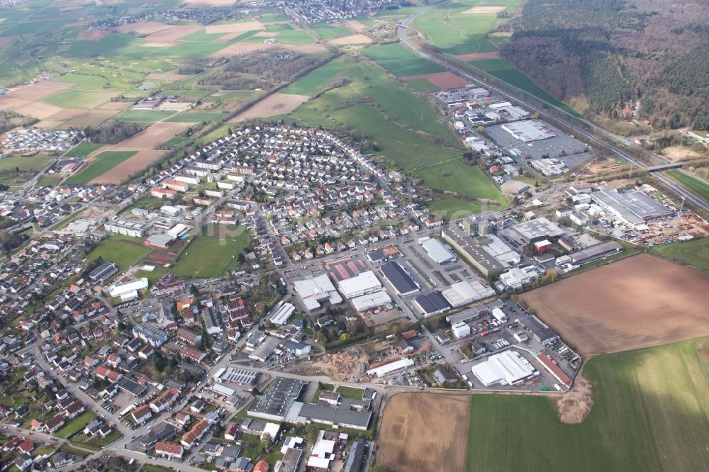 Groß-Zimmern from above - Town View of the streets and houses of the residential areas in Gross-Zimmern in the state Hesse, Germany