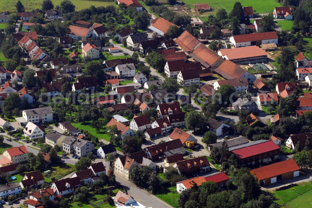 Aerial image Erdweg / OT Großberghofen - Blick auf den Ort Großberghofen der Gemeinde Erdweg.