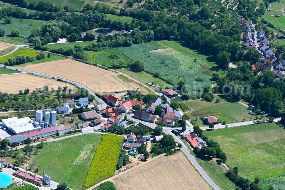 Aerial image Großbottwar - Town View of the streets and houses of the residential areas on street Kleinbottwarer Strasse in the district Sauserhof in Grossbottwar in the state Baden-Wuerttemberg, Germany