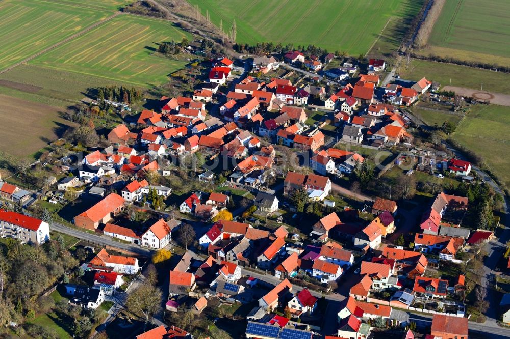 Aerial image Großbrüchter - Town View of the streets and houses of the residential areas in Grossbruechter in the state Thuringia, Germany