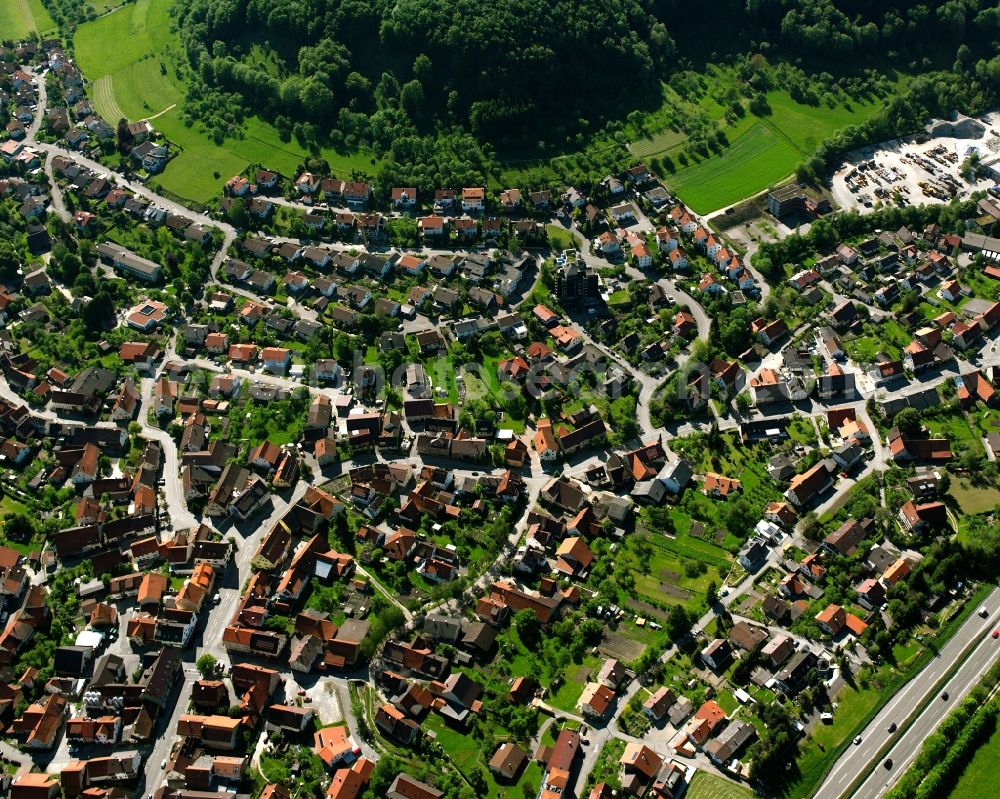 Aerial photograph Gruibingen - Town View of the streets and houses of the residential areas in Gruibingen in the state Baden-Wuerttemberg, Germany