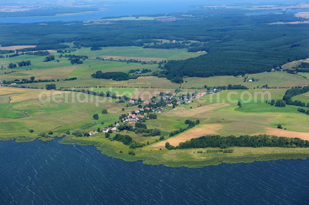 Stolpe auf Usedom from above - Town View of the streets and houses of Gummlin in Stolpe auf Usedom in the state Mecklenburg - Western Pomerania