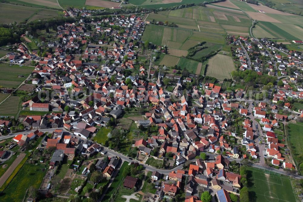 Aerial photograph Gundersheim - Townscape of Gundersheim is a municipality in the district Alzey-Worms in Rhineland-Palatinate