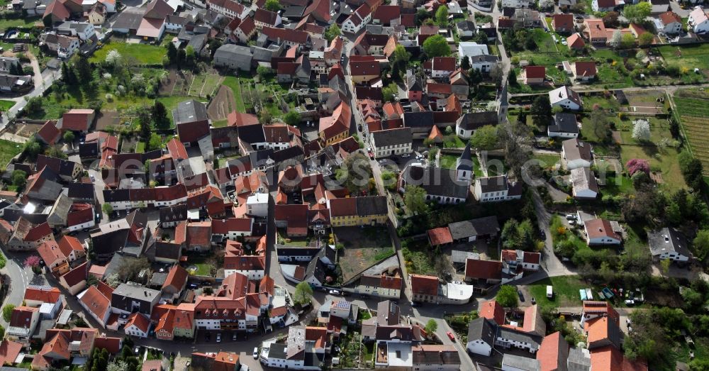 Gundersheim from above - Townscape of Gundersheim is a municipality in the district Alzey-Worms in Rhineland-Palatinate