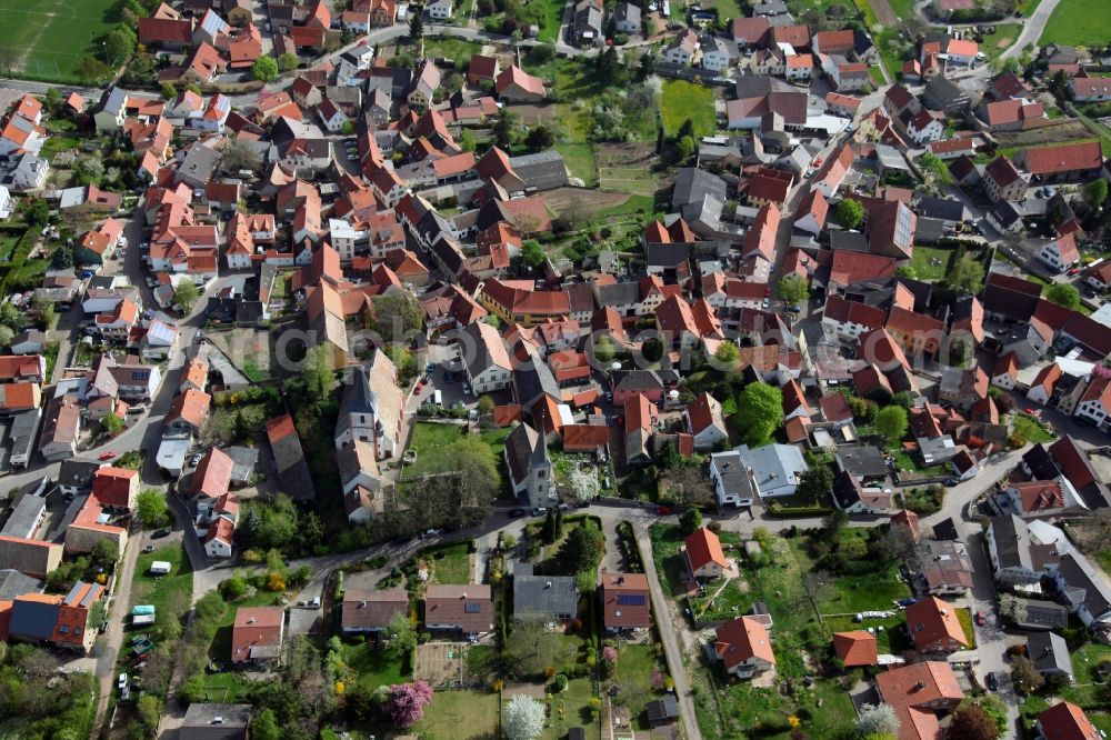 Aerial photograph Gundersheim - Townscape of Gundersheim is a municipality in the district Alzey-Worms in Rhineland-Palatinate