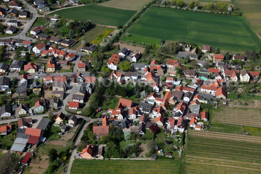 Gundersheim from above - Townscape of Gundersheim is a municipality in the district Alzey-Worms in Rhineland-Palatinate