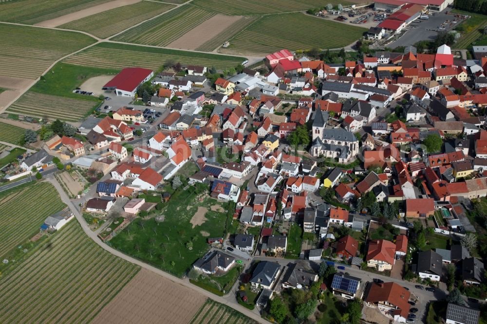 Aerial photograph Gundheim - Townscape of Gundheim is a municipality in the district Alzey-Worms in Rhineland-Palatinate