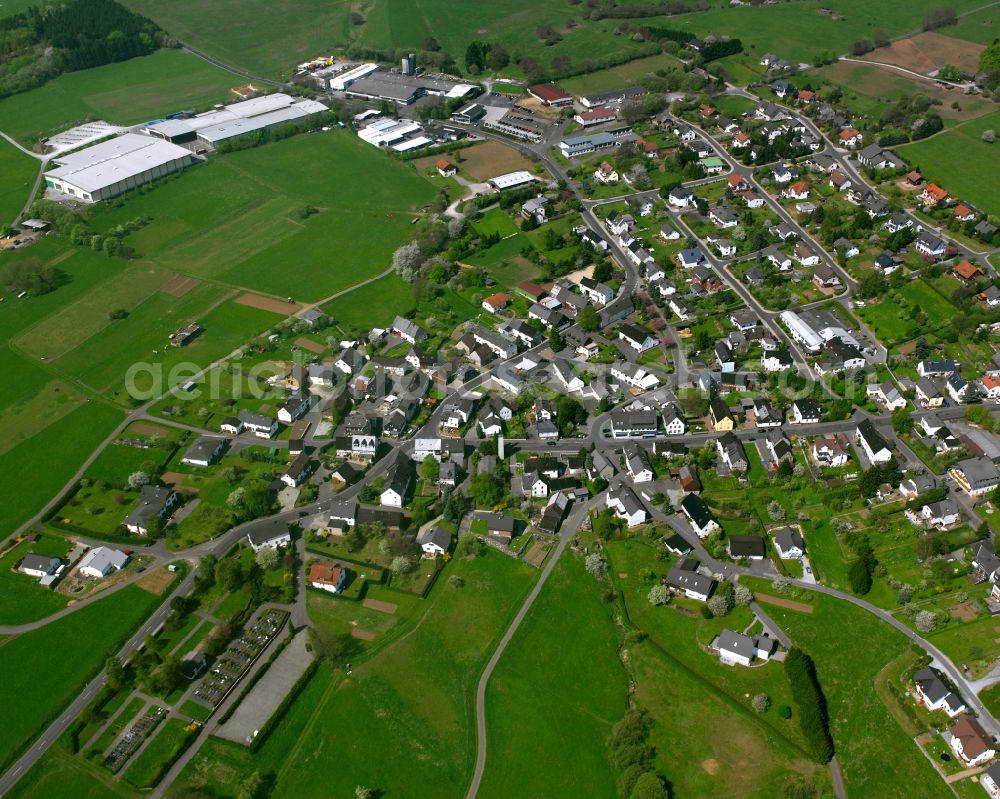 Gusternhain from above - Town View of the streets and houses of the residential areas in Gusternhain in the state Hesse, Germany