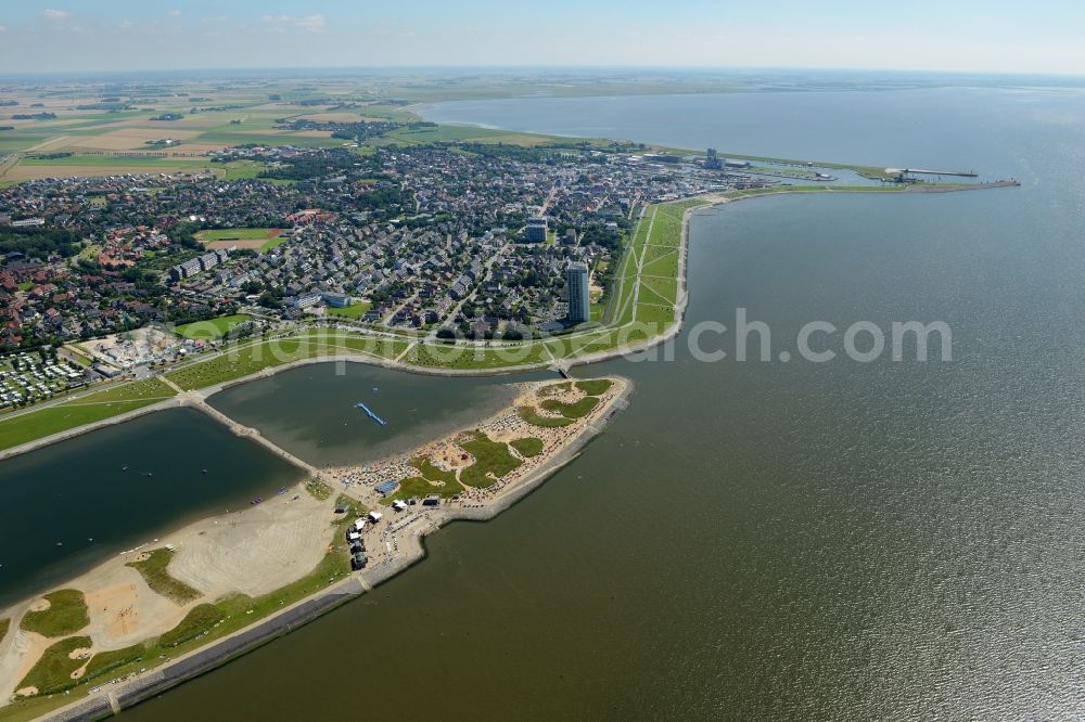 Aerial image Büsum - Town View of the streets and houses of the residential areas in Buesum in the state Schleswig-Holstein