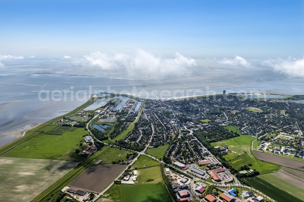 Aerial image Büsum - Town View of the streets and houses of the residential areas in Buesum in the state Schleswig-Holstein