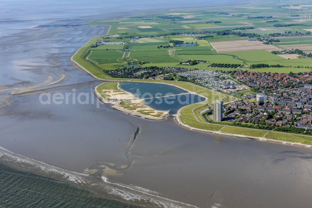 Aerial image Büsum - Town View of the streets and houses of the residential areas in Buesum in the state Schleswig-Holstein