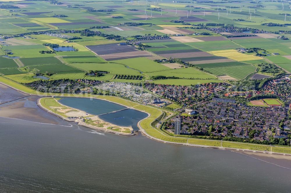 Aerial image Büsum - Town View of the streets and houses of the residential areas in Buesum in the state Schleswig-Holstein