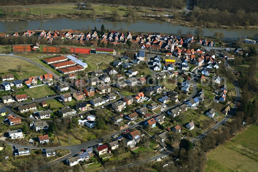 Aerial photograph Hafenlohr - Town View of the streets and houses of the residential areas in Hafenlohr in the state Bavaria, Germany