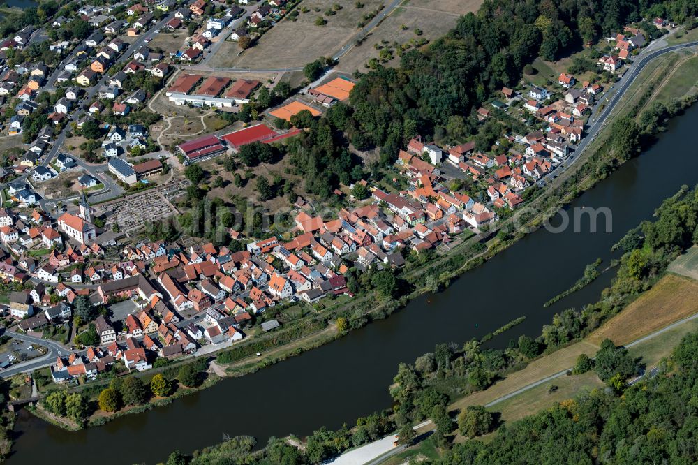 Aerial photograph Hafenlohr - Town View of the streets and houses of the residential areas in Hafenlohr in the state Bavaria, Germany