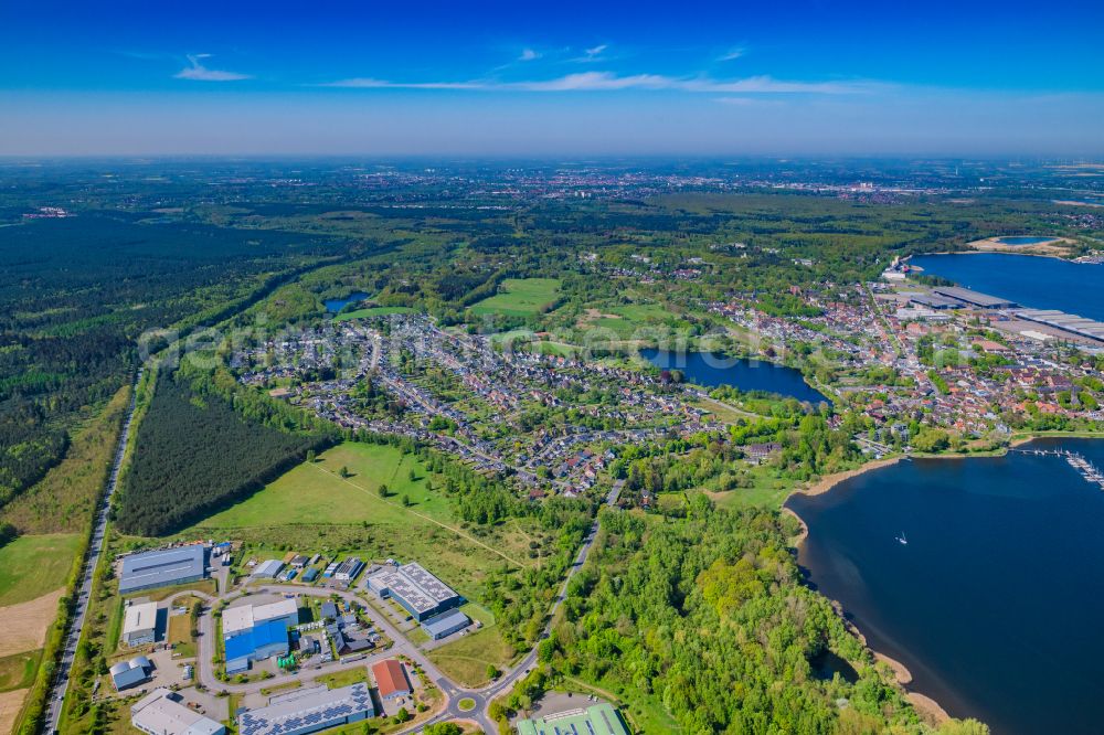 Aerial image Lübeck - View of the port in Schlutup in the Hanseatic city of Luebeck in the state of Schleswig-Holstein