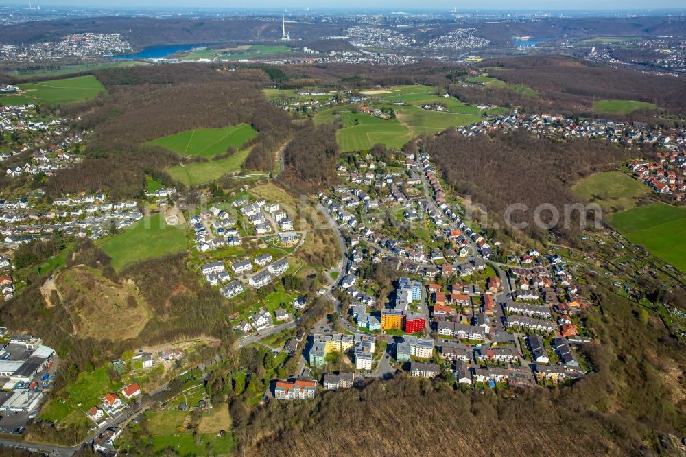 Aerial image Hagen - Town View of the streets and houses of the residential areas in Hagen in the state North Rhine-Westphalia, Germany