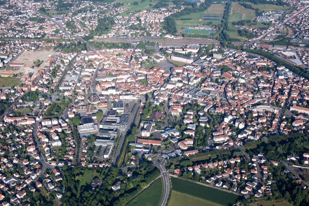 Aerial photograph Haguenau - Town View of the streets and houses of the residential areas in Haguenau in Grand Est, France