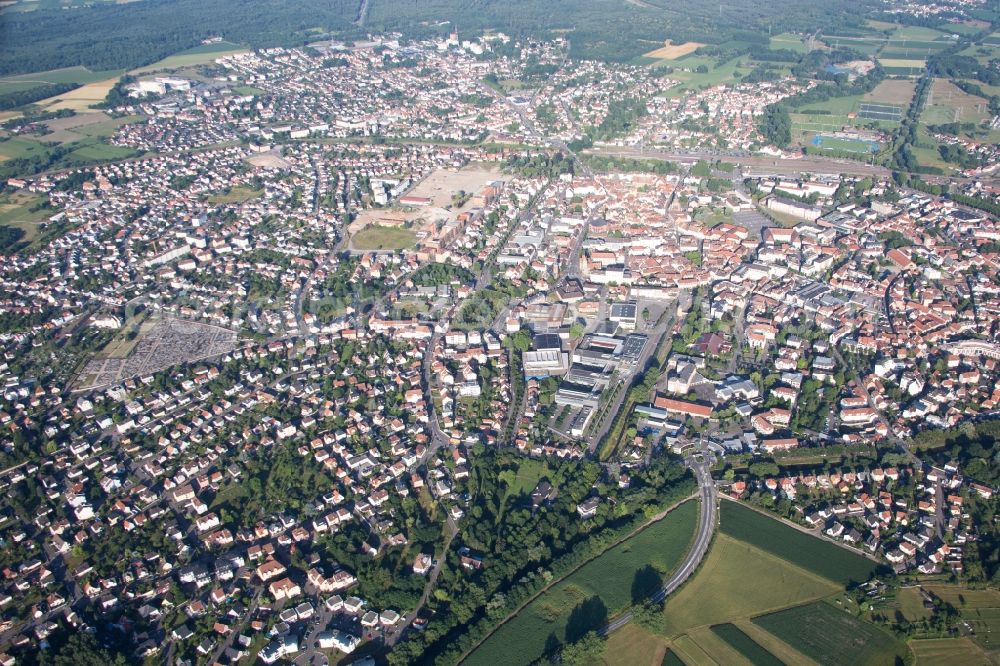 Haguenau from above - Town View of the streets and houses of the residential areas in Haguenau in Grand Est, France