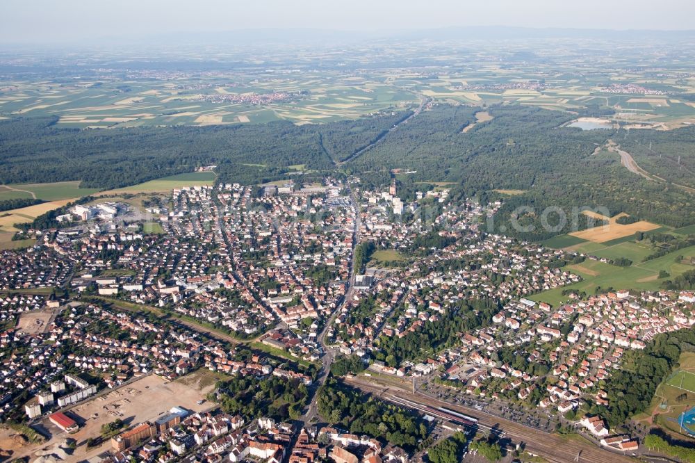 Aerial image Haguenau - Town View of the streets and houses of the residential areas in Haguenau in Grand Est, France